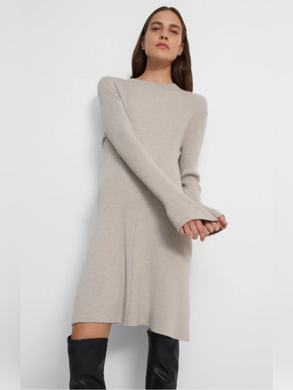 Vince L Moving Rib Dress in Empire Wool sweater dress